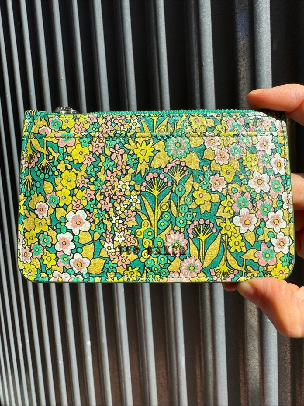 Ted Baker London Emerald Garcet Flirty Texture Floral Zip Card Holder